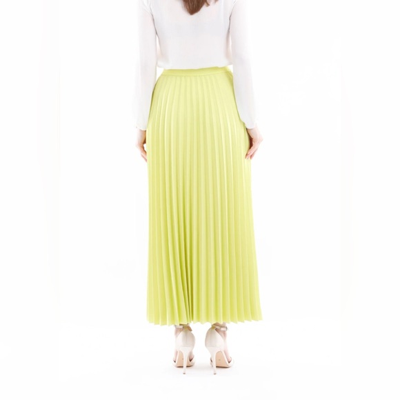 G-Line Women’s Pistachio Green Pleated Maxi Skirt with Elastic Waist Band - Picture 4 of 6